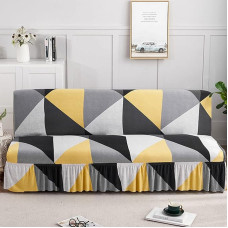 Sofos dangtelis be rankovių su sijonu Ruffle Stretch Futon apsauginis dangtelis Plisuotas Armless sofos lovos dangteliai Baldų apsauga be porankio 6-150-190 cm