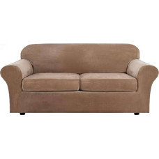 Velveto sofos dangteliai 3 dalių sofos dangtelis su sėdynės pagalvėle Minkštas neslystantis baldų apsaugininkas gyvenamajam kambariui Chaki spalvos 2 sėdynės