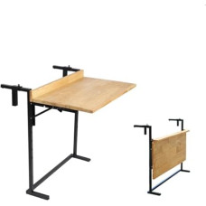 Lauko Wandklapptisch Stabiler Schreibtisch aus Gummibaumholz mit 1-16cm Geländer ideal für Balkon und Terrasse 120cm Platzsparende Lösung