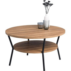 M2 Kollektion Aurora Coffee Table, MDF, Brown, Diameter 80 cm, Height 45 cm