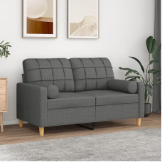 Sufrk 3200775 2 vietų sofa su dekoratyvinėmis pagalvėlėmis tamsiai pilka 120 cm audinys Mažas fotelis Maža sofa lova