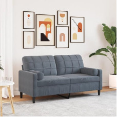SKM 2-Sitzer-Sofa mit Zierkissen Dunkelgrau 140 cm Samt,Möbel,Sofas,Grau,23KG,3278220