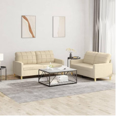 Homgoday 2 sofų rinkinys su kreminio audinio pagalvėlėmis Baldų komplektas Sofa lova Svetainės sofa Šiuolaikinis lauko sofos komplektas 3201276