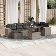 Homgoday Gartenmöbel-Set 8-teilig mit Kissen hellgrau Polyrattan, Möbel Set Schlafsofa Wohnzimmer Couch, Set Sofa für den Außenbereich für den Garten, Outdoor Typ3269322