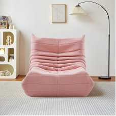 SUNFECILI Fireplace Chair, Bean Bag Sofa Floor Sofa, Floor Chair with Backrest, Cosy Floor Sofa Couch, Bean Bag Sofa without Armrests for Living Room and Bedroom, Style Artificial Sofa (Pink)