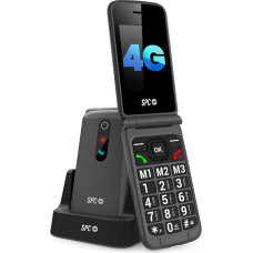 SPC Stella 3 - 4G mobilusis telefonas senjorams su atlenkiamu dangteliu, meniu ir dideliais mygtukais, pagalbos iškvietimo mygtuku, nuotolinio konfigūravimo funkcija, suderinamas su klausos aparatu ir 103 dB garsumu, įkrovimo stotelė ir 3 tiesioginiai
