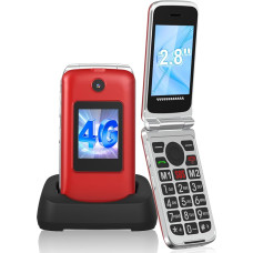 CHAKEYAKE 4G Senior Mobile Phone Folding Mobile Phone Without Contract, Dual SIM Senior Phone with Large Buttons, 2.8 Inch Large Screen, Flip Phone Seniors Flip Mobile Phone with SOS Emergency Call