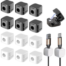 Kabel-Clips, Drahthalter, magnetischer Kabel-Organizer, Schreibtisch-Management, starker selbstklebender Clip für Kabel, Nachttischgeräte, Küche, Büro, Zuhause, Wand, 12 Stück