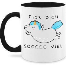 Mug 325 ml – Statement – Fick dich so viel – Funny Unicorn Saying Sooo Much – 325 ml – Black – Coffee Cups Sayings Statements Stink Finger Tea Cup Coffee Cup with Milk Coffee
