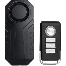 Qumox 113 dB Fahrradalarm mit kabellosem Vibrationsbewegungssensor, wasserdichter Motorradalarm mit Fernbedienung