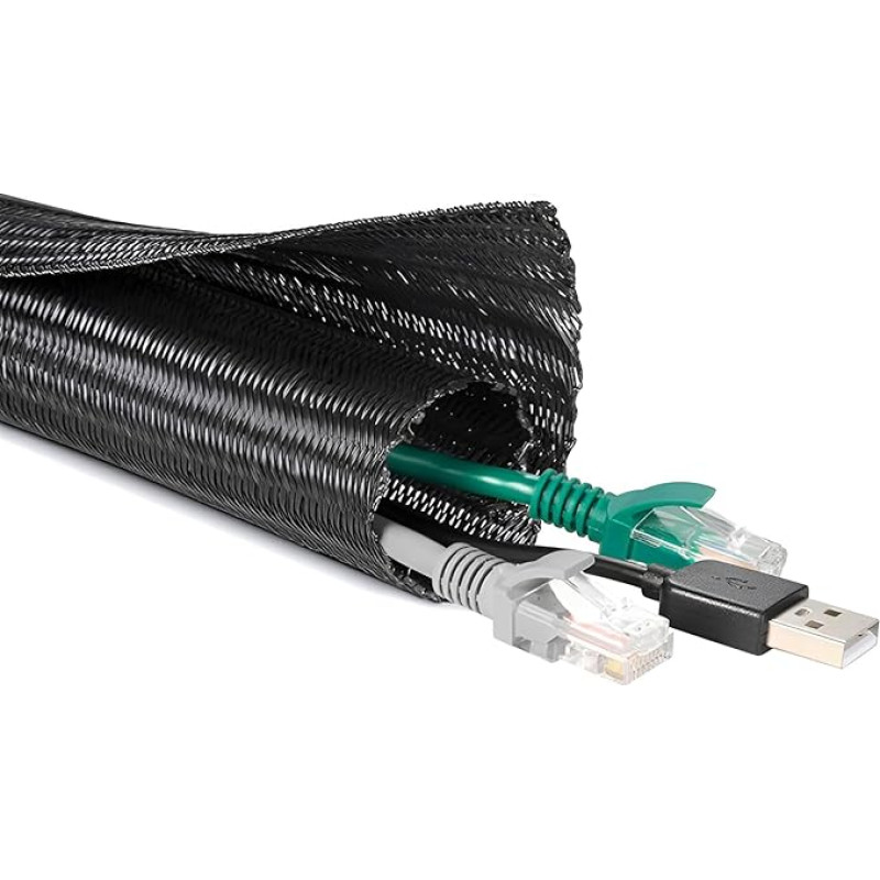 Wirafix Kabelk, Kabelhülse (Länge 3 m, Durchmesser 2,5 cm), Kabelk, schützt die Katze vor Kauschnüre, Drahtabdeckung, selbstschließender Rohr, Draht-Organizer für TV, PC, Audio, Video, Zuhause