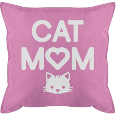 Shirtracer pagalvėlė 50 x 50 cm - pareiškimas su posakiais - katė mama katė galva - 50 x 50 cm - rožinė - pagalvėlės užvalkalas Posakiai katė mama pagalvėlės užvalkalas ir užpildas posakis katė juokinga Catmom katės