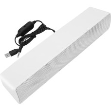 EIMSOAH USB Cable Stereo Soundbar, Music Player, Bass Surround Soundbox, 3.5mm Input, 3D Stereo Sound with Wide Compatibility, Volume Control, Classic Appearance (White)