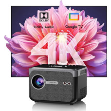 Portable Smart Projector with Google TV, 4K Projector Home Cinema with Google Play, Dual Brightness Mode, Short Distance, Dolby Audio, NFC, Bluetooth for Small Spaces, Bedroom Cinema, Studios A6TG