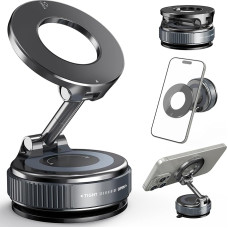 Homeasy Vacuum Magnetinis mobiliojo telefono laikiklis Siurbimo taurė Automobilinis laikiklis 2025 Atnaujintas magnetinis automobilinis mobiliojo telefono laikiklis 360° pasukamas iPhone 16/15/14/13/13/12 Pro Max Plus Mini telefonas su metaliniu žiedu Juo