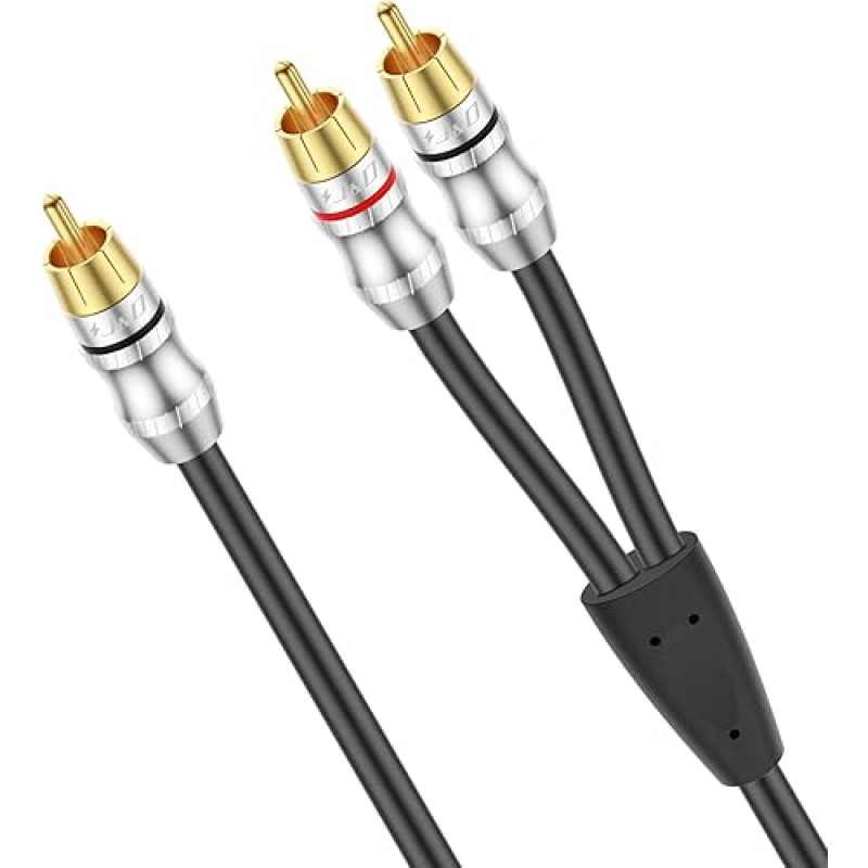 J&D RCA kabelis nuo 1 iki 2 vyrų Y Splitter skaitmeninis stereo kabelis žemų dažnių garsiakalbiui, skirtas namų kino teatrui 4,5 metro