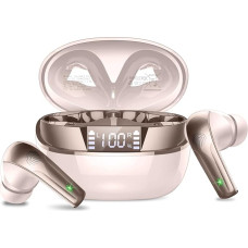 AOSRAU Wireless Earbuds, Bluetooth 5.3 Mini Headphones, Noise Cancelling Microphone, Waterproof, Bright Rose Gold