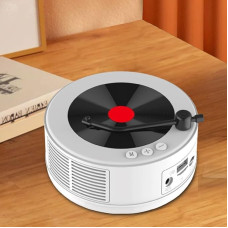 Tragbarer Retro-FM-Radio, Mini-Vinyl-Schallplattenspieler mit integriertem Lautsprecher, Retro-Bluetooth-Lautsprecher, unterstützt AUX/USB/TF