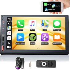 iFreGo Apple Carplay Display, Android Car Display 7 Inch 2 DIN Radio Car Radio Bluetooth 5.0, Car Play Display with Screen Touch Screen, 7 Colourful Lights, Phone Link, Rear View Camera+, RDS, Type-C