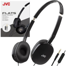 JVC HAS160MB Plokščios sulankstomos spalvingos ausinės su nuotolinio valdymo pulteliu ir mikrofonu Auksu dengtas 3,5 mm plonas kištukas Juoda