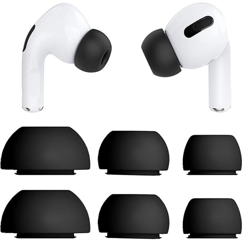 Just Accessories Ersatz-Ohrstöpsel für Airpods Pro und Airpods Pro 2. Generation, mit Geräuschreduzierungslöchern, Silikon-Ohrstöpsel für Airpods Pro XS/S/M/L, Schwarz, 3 Paar klein