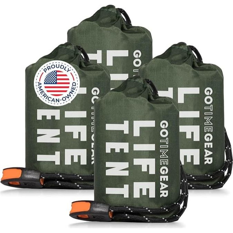 Go Time Gear Rettungszelt Notfall Überlebensunterstand - 2 Personen Notfallzelt - Verwendung als Überlebenszelt, Notunterkunft, Schlauchzelt, Survival Tarp, inklusive Survival Whistle & Paracord