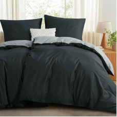 RUIKASI Patalynė 135 x 200 cm Medvilnė 4 dalių patalynės komplektai 135 x 200 cm Pilka dvipusė dvipusė patalynė su užtrauktuku Dviejų spalvų antklodžių užvalkalai 2 dalių rinkinys Antracito ir šviesiai pilkos spalvos medvilnė