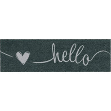 MOCAVI Mat Floor Mat Shoe Parking 30 x 100 cm Washable Hello Heart Shoe Rug Long Narrow Shoes Take Off Decorative Entrance Area Indoor Outdoor Mat Front Door Boot Mat