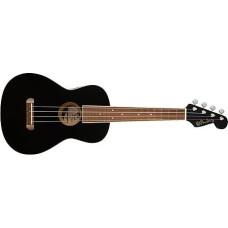 Fender Avalon Tenor Ukulele for Adults and Kids, Ash Wood Construction, Walnut Fingerboard, Classic Fender Stratocaster Head, Black