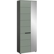 xonox.home - Canu Wardrobe 65 x 190 x 37 cm in Basalt Grey and Front Smoke Green Nb. - Hallway Cupboard Hallway Furniture Wardrobe - Modern and Timeless