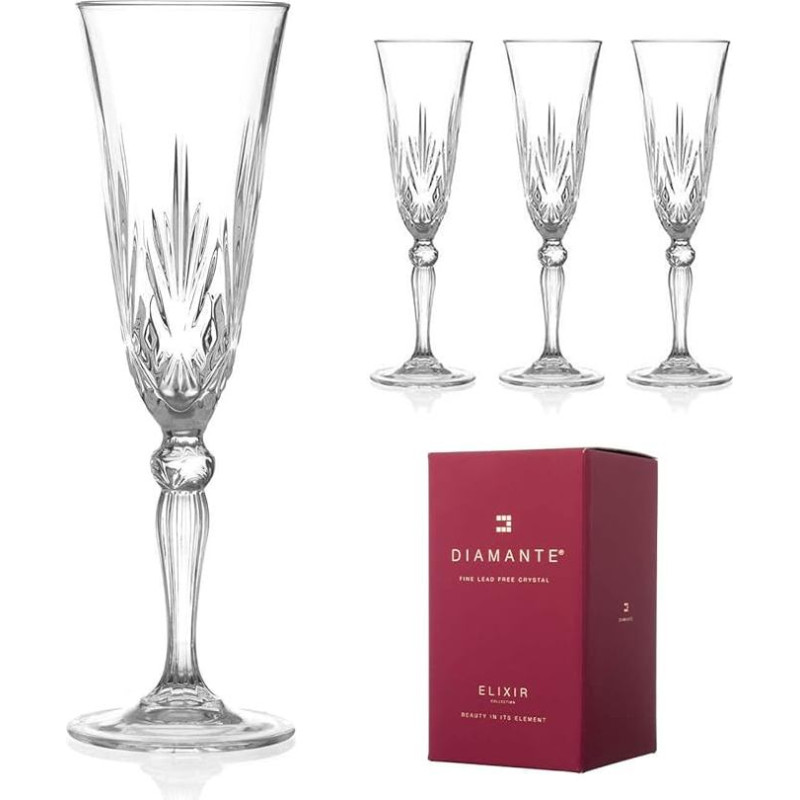 DIAMANTE Chatsworth Chatsworth Crystal Champagne Flutes - 4 vnt.