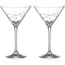 DIAMANTE Swarovski Martini Prosecco spiralinės kokteilių taurės, rankomis šlifuotas krištolas su kristalais dovanų dėžutėje
