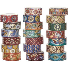 Songdao 20 ritinių Chinoiserie Washi juostos rinkinys Egzotiški menai Dekoratyvinė maskuojamoji juosta Triukšmas Auksinė lipni juosta Spalvinga menas, DIY amatai, dienoraštis, planuoklis, albumas, pakuotė