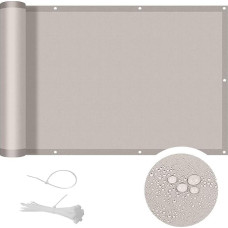 COOL AREA Balcony Privacy Screen 90 x 1000 cm with UV Protection for PES Balcony Cover, Weatherproof Balcony Cover with Cable Ties, Taupe