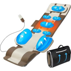 Full Body Massage Mat, 3D Body Stretching & Lumbar Traction, Back Heating, Traction Up and Down, Curve Stretching, Left & Right, 4 Modes, 3 Intensities, 3 Heat Levels, PU Leather, Foldable,