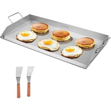 VEVOR Grilio plokštė Grilio keptuvė Nerūdijančio plieno universali stačiakampė plokštė (809 x 370 mm) su plokščia viršutine dujinio grilio plokšte, skirta BBQ griliui Teppanyaki Nešiojamieji šeimyniniai indai su rankena