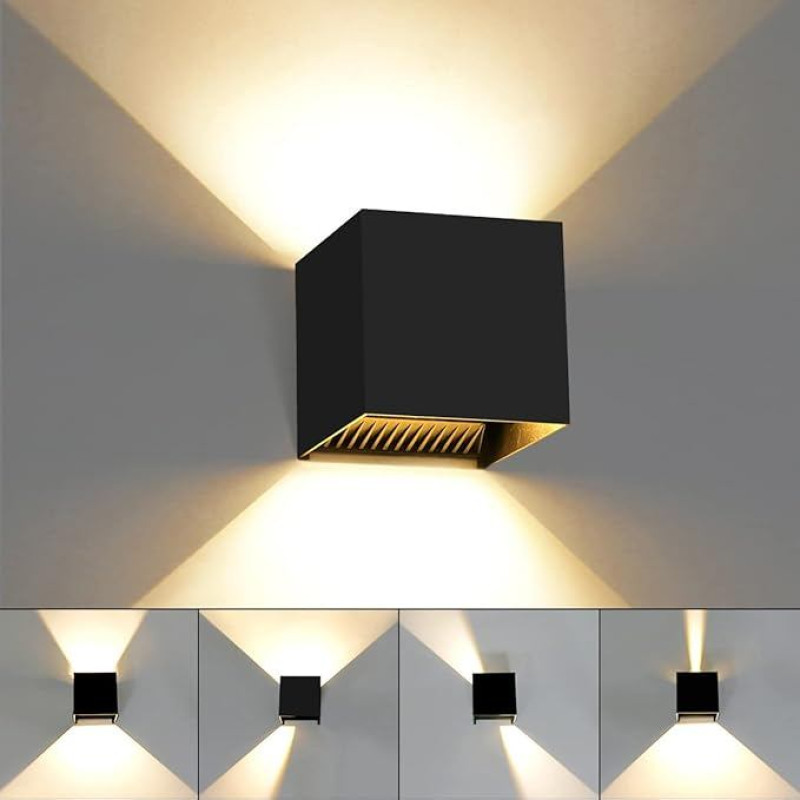 KAWELL 24 W modernus sieninis šviestuvas LED sieninis apšvietimas aukštyn žemyn reguliuojamo spindulio kampo aliuminio sienų apšvietimas vidaus patalpose lauke atsparus vandeniui IP65 vonios kambariui laiptai miegamasis koridorius svetainė 3000 K