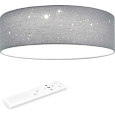Navaris LED Ceiling Light 32 cm - Dimmable Colour Temperature Changing Remote Control - 22 W Fabric Light Grey Starry Sky - Living Room Lamp Bedroom Ceiling Lamp Children's Room Lamp Ceiling