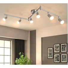 Lichtmaler LED Ceiling Light 6 Bulbs Ceiling Spotlights GU10 Stainless Steel Ceiling Spotlight Swivelling 330° Industrial Bedroom Lamp Living Room Without Bulb