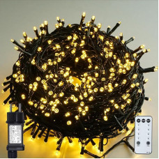 BIUDN 600 LED 30 m ilgio pasakų žibintai Vandeniui atsparūs lauko šiltos baltos spalvos žibintai su 8 režimais, 4 ryškumo lygiais ir laikmačio funkcija, skirti Kalėdų dekoracijoms, vestuvėms, vakarėliams, šventėms ir kt.