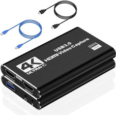 Video Capture Card, Audio Video Capture Card, USB 3.0 Capture Card 4K HDMI Loop-Out, 1080P 60FPS/2K 30FPS Video Game Capture for Streaming, Works for PS5/Switch/Xbox/Camera/PC/OBS