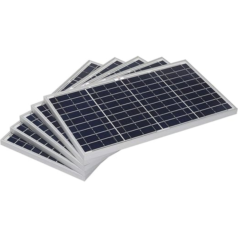 RS PRO saulės kolektorius polikristalinis 30 W, 660 x 380 x 25 mm, 180 W, 22 V/10 Ah -40 °C +85 °C, naudingumo koeficientas 17 %, 5 vnt. pakuotė