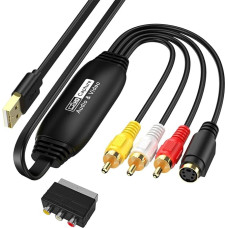 AMANKA VHS į skaitmeninį keitiklį, USB vaizdo sąsajos kortelė, RCA AV į USB garso ir vaizdo įrašo perkėlimo įrenginys, vaizdo kasečių skaitmeninimas kompiuteriui, DV fotoaparatui, DSLR, DVD, suderinamas su 