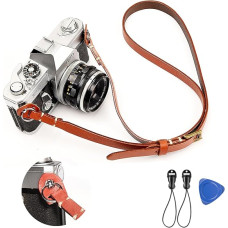 CANPIS fotoaparato dirželis Ilgas odinis DSLR ir SLR reguliuojamas fotoaparato kaklo dirželis plonas su judančia pagalvėle, skirtas 