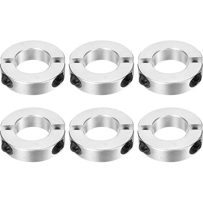 Dvigubo skylėto koto apykaklė, 32 mm skylė, dviejų dalių spaustuko apykaklė, 60 mm OD, 15 mm storis, aliuminio lydinio varžtas, skirstomasis žiedas, 6 pakuotės