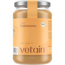 VETAIN Organic Peanut Butter Creamy 500 g - 100% Organic Peanuts - Vegan Peanut Butter - Rich in Protein & Fibre - No Sugar & Palm Oil - Perfect as a Topping for Cereal, Porridge or as a Bread Spread