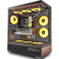 KEDIERS G7 kompiuterio korpusas su įmontuotu 5 × 120 mm PWM ARGB ventiliatoriumi, ATX Mid Tower kompiuterio korpusas, kompiuterio korpusas su panoraminiu vaizdu, grūdinto stiklo priekine panele, juodas (juodas, P6)