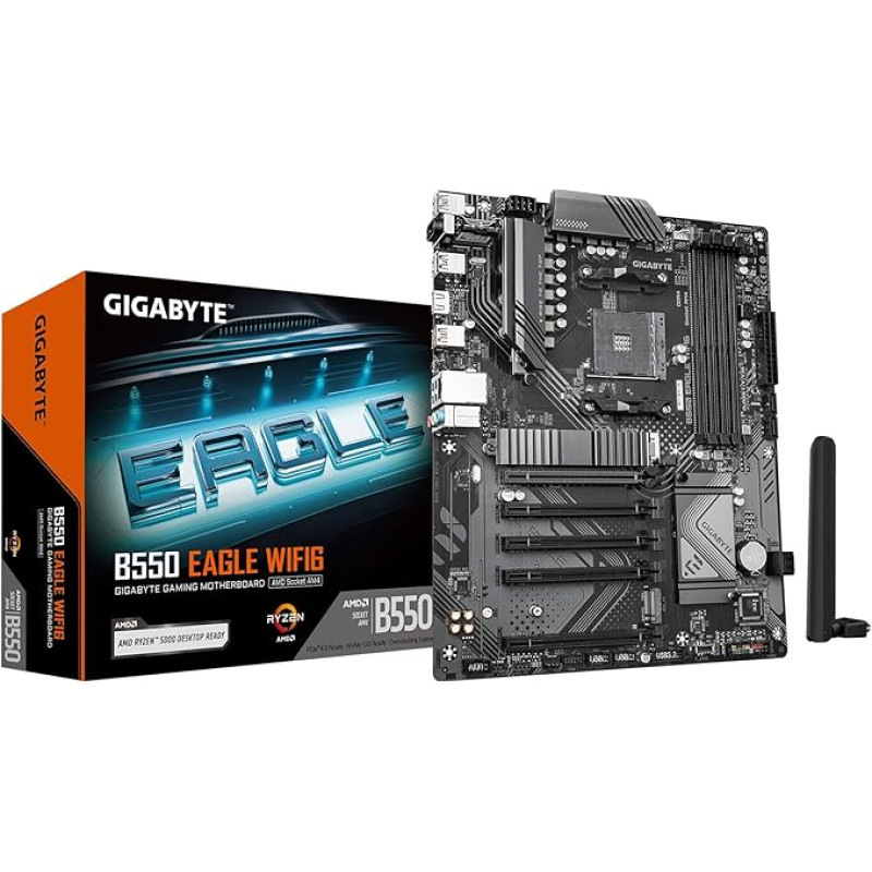 GIGABYTE B550 Eagle WIFI6 pagrindinė plokštė Palaiko AMD AM4 Ryzen 5000 procesorius ATX DDR4 2X M.2 PCIe 4.0 WIFI6 1GbE LAN EZ-Latch