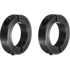 sourcing map Schaftmanschette 1 1/2 Zoll Bohrung doppelt geteilter Kohlenstoffstahl Klemmkragen Schaftmanschetten mit Stellschraube schwarz 2 Stück