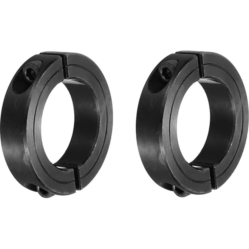 Schaftmanschette 1 1/2 Zoll Bohrung doppelt geteilter Kohlenstoffstahl Klemmkragen Schaftmanschetten mit Stellschraube schwarz 2 Stück